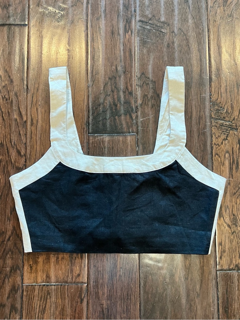 7 For All Mankind Black and White Cropped Tank Top